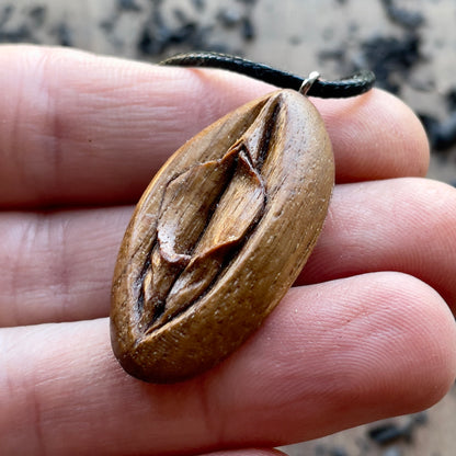 Vulva Walnut Wood Pendant