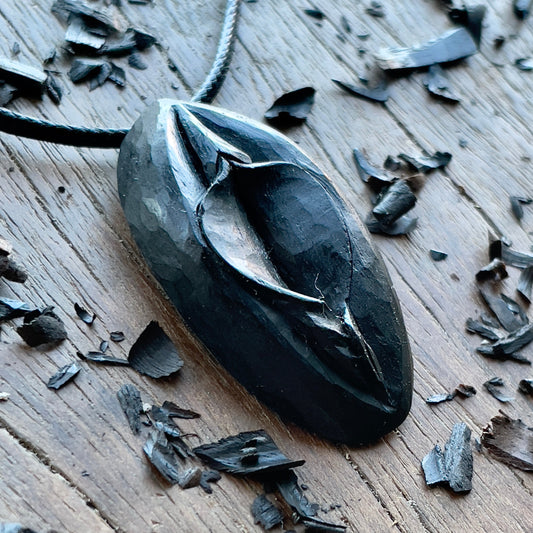 Vulva Pendant in Ebony Wood