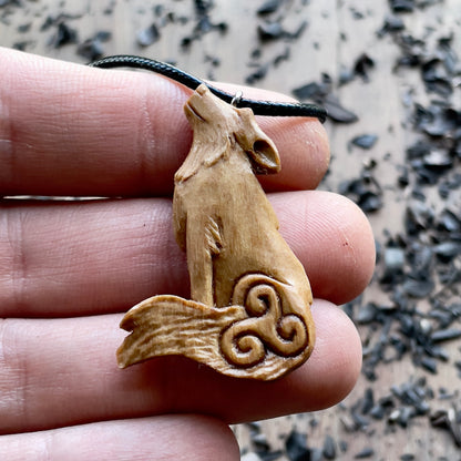 Wolf Pendant with Triskelion