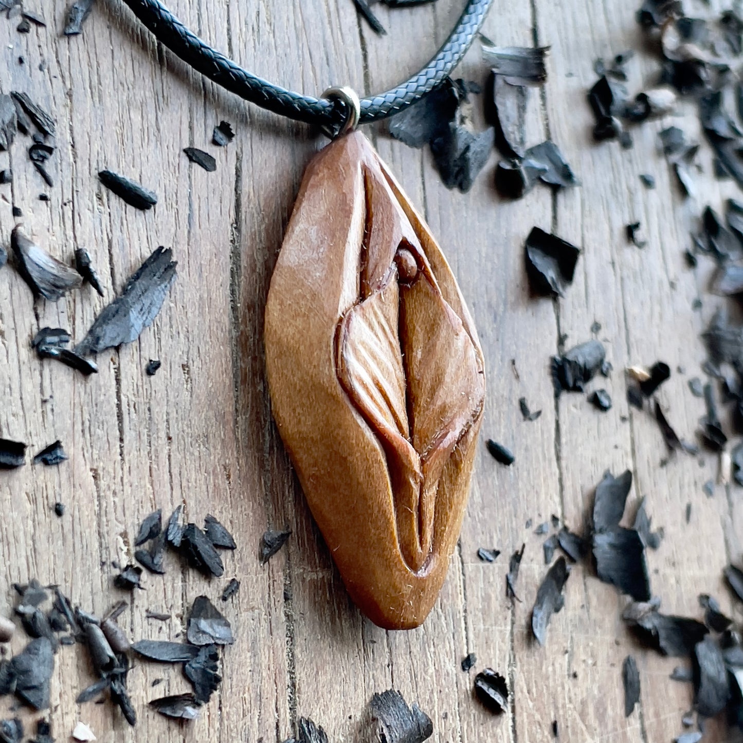 Vulva Cherry Wood Pendant