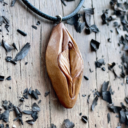 Vulva Cherry Wood Pendant