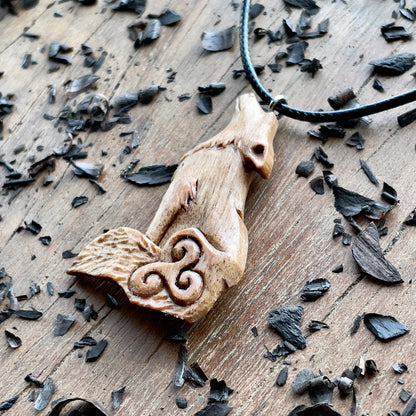 Wolf Pendant with Triskelion