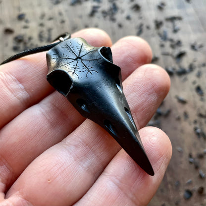 Raven Skull “Helm of Awe” Pendant