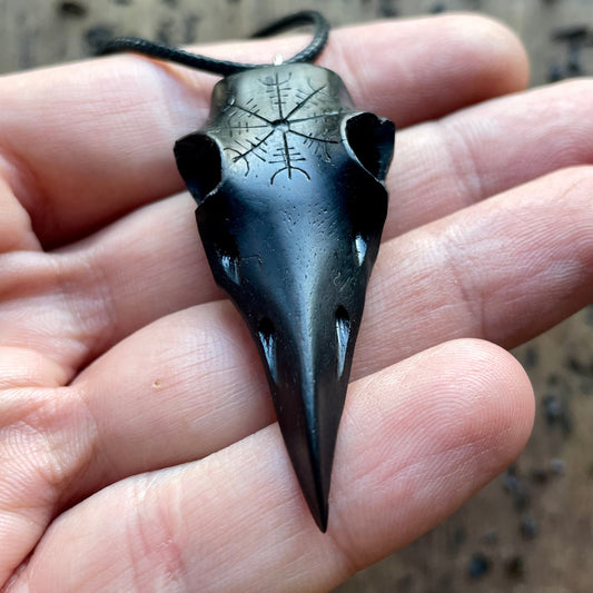 Raven Skull “Helm of Awe” Pendant