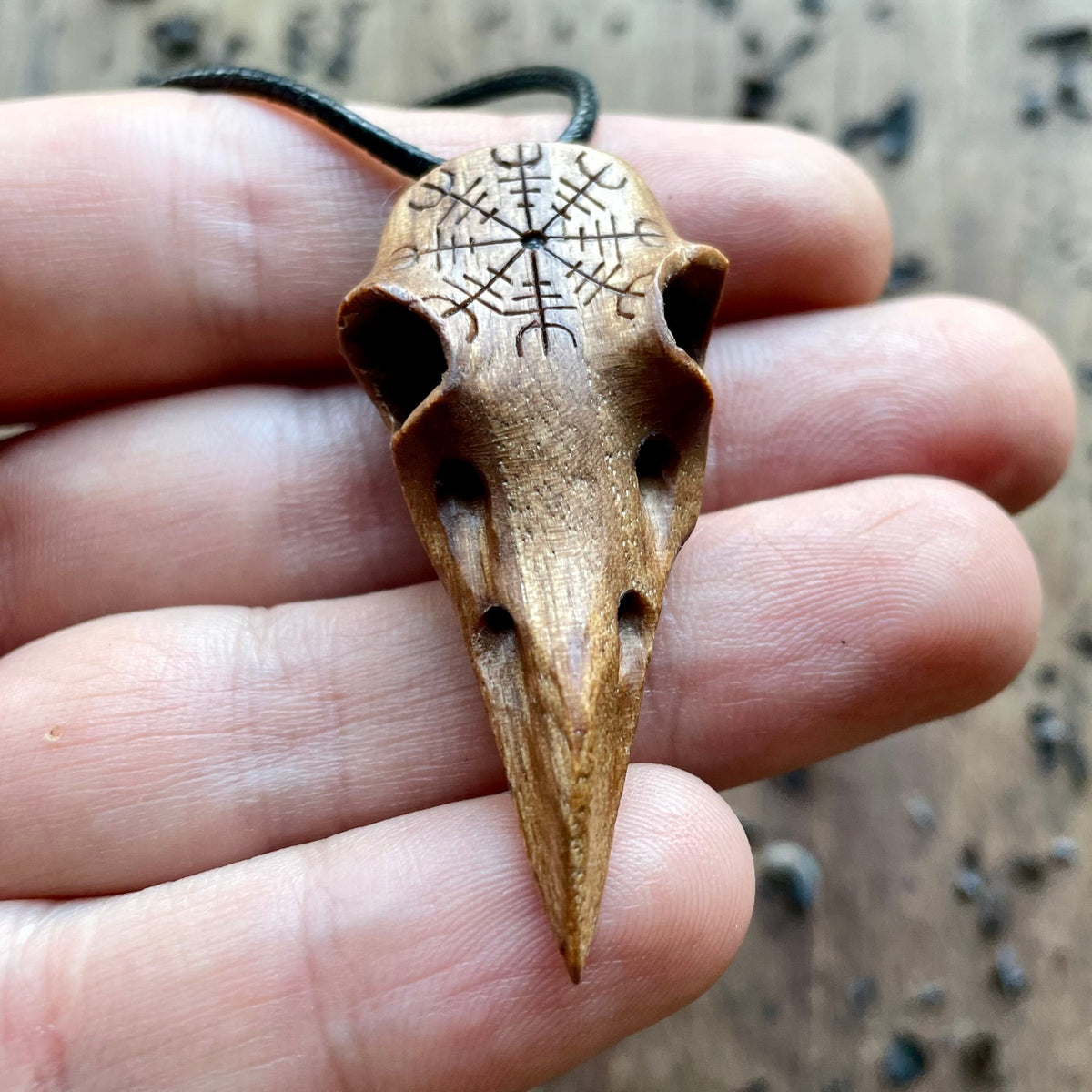 Raven Skull “Helm of Awe” Pendant