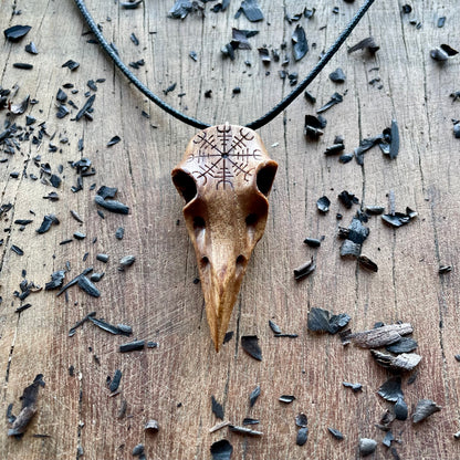 Raven Skull “Helm of Awe” Pendant