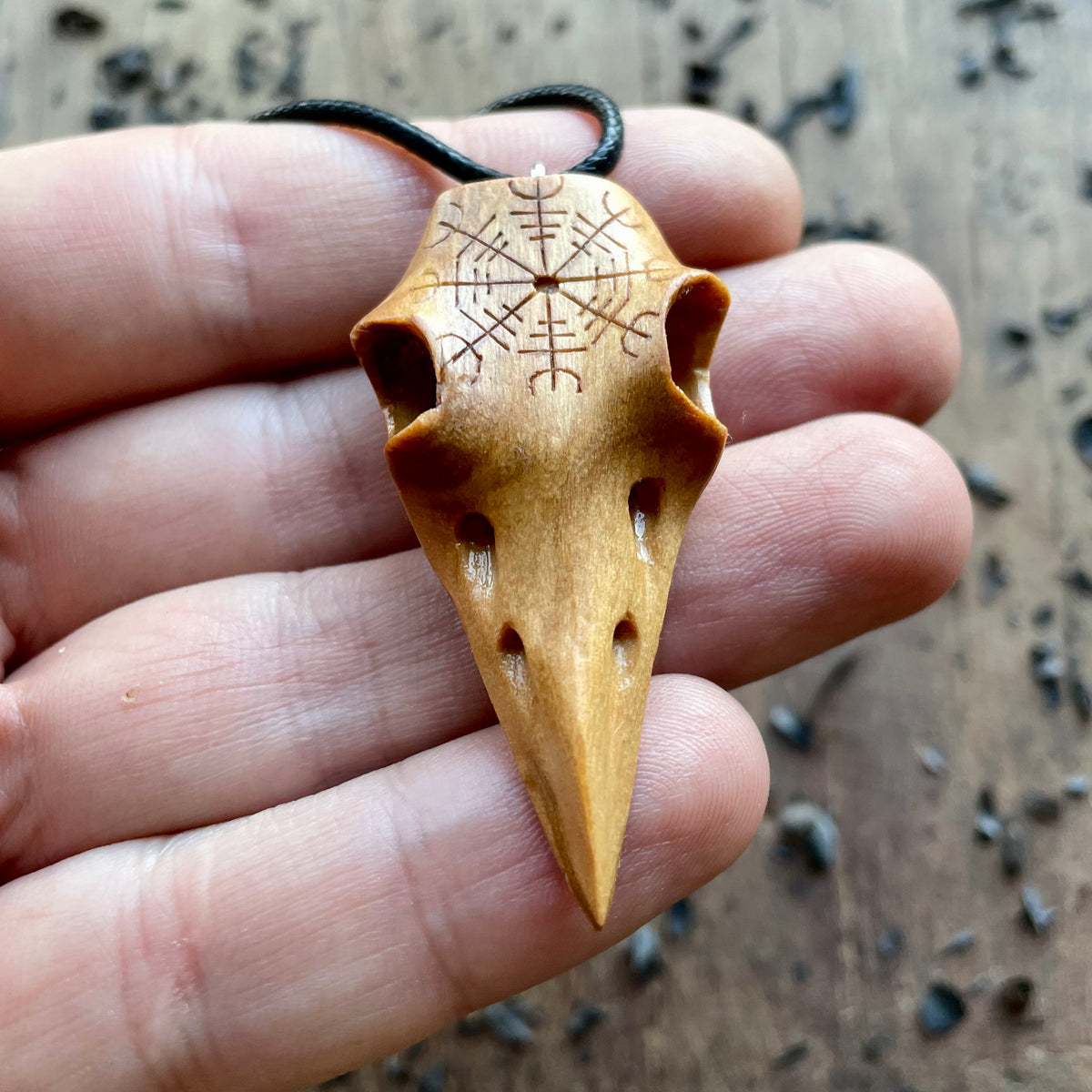 Raven Skull “Helm of Awe” Pendant
