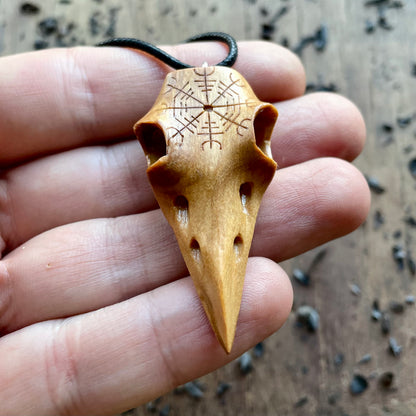 Raven Skull “Helm of Awe” Pendant