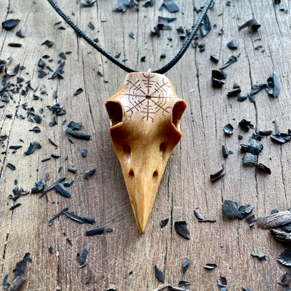 Raven Skull “Helm of Awe” Pendant