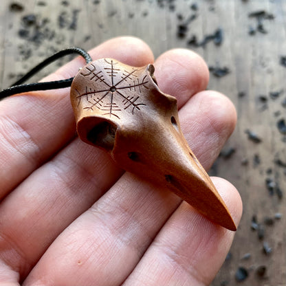 Raven Skull “Helm of Awe” Pendant