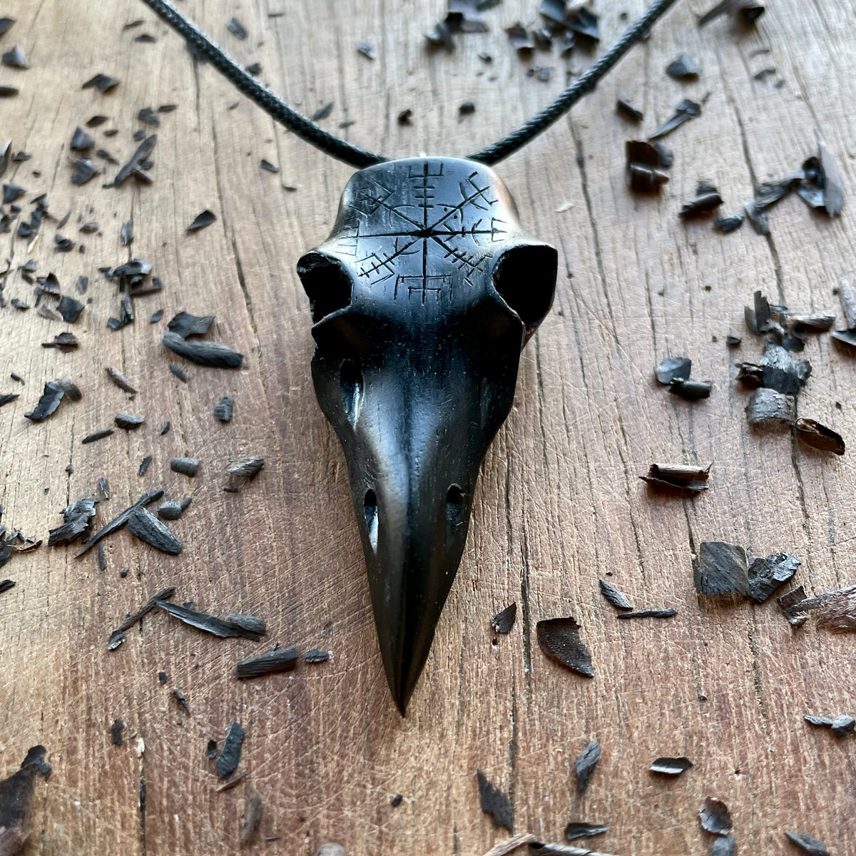 Raven Skull “Vegvísir” Pendant