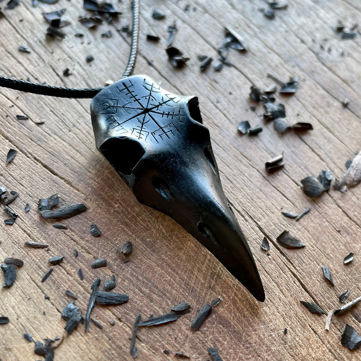 Raven Skull “Vegvísir” Pendant