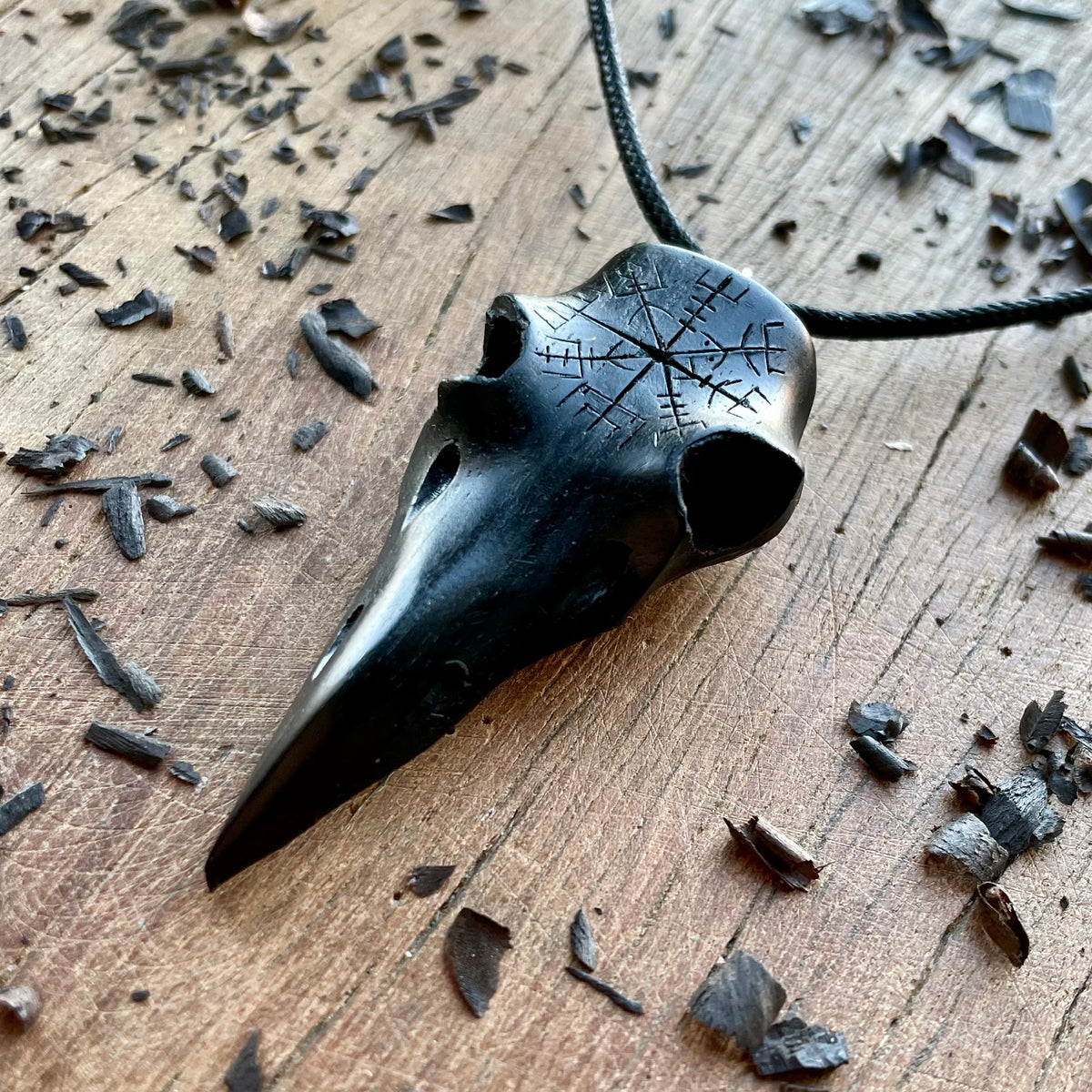 Raven Skull “Vegvísir” Pendant