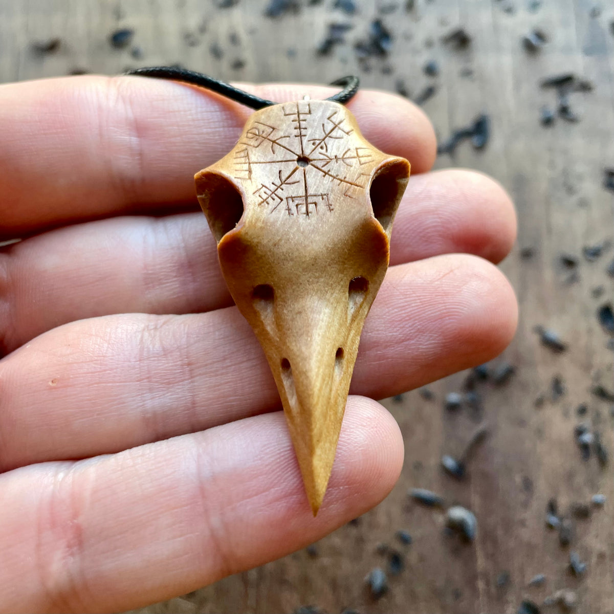 Raven Skull “Vegvísir” Pendant