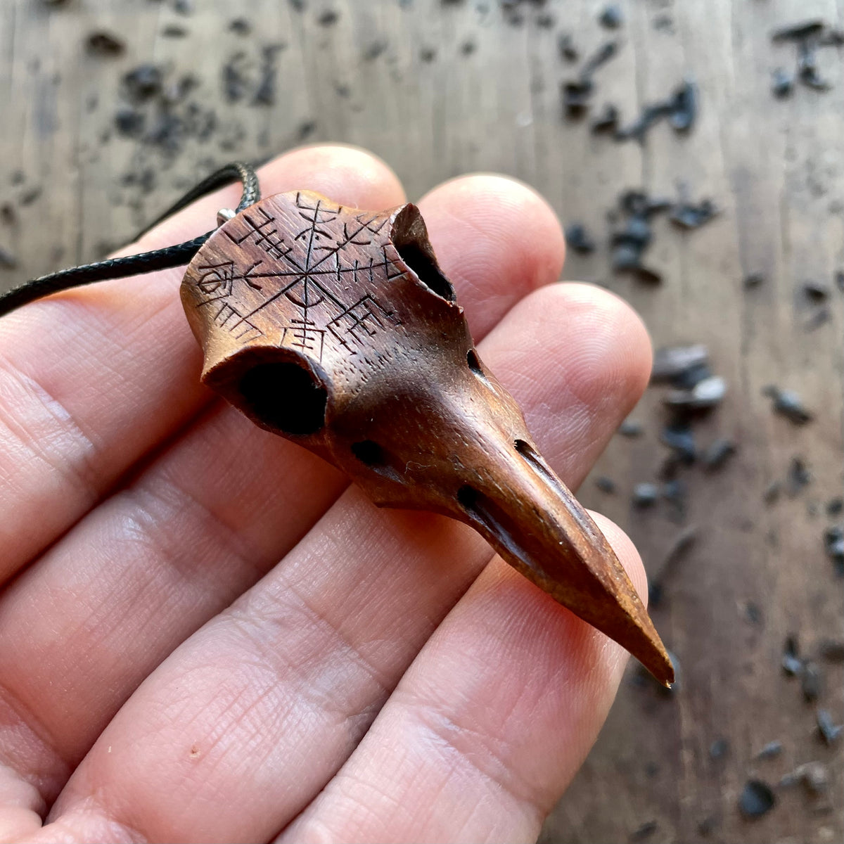 Raven Skull “Vegvísir” Pendant