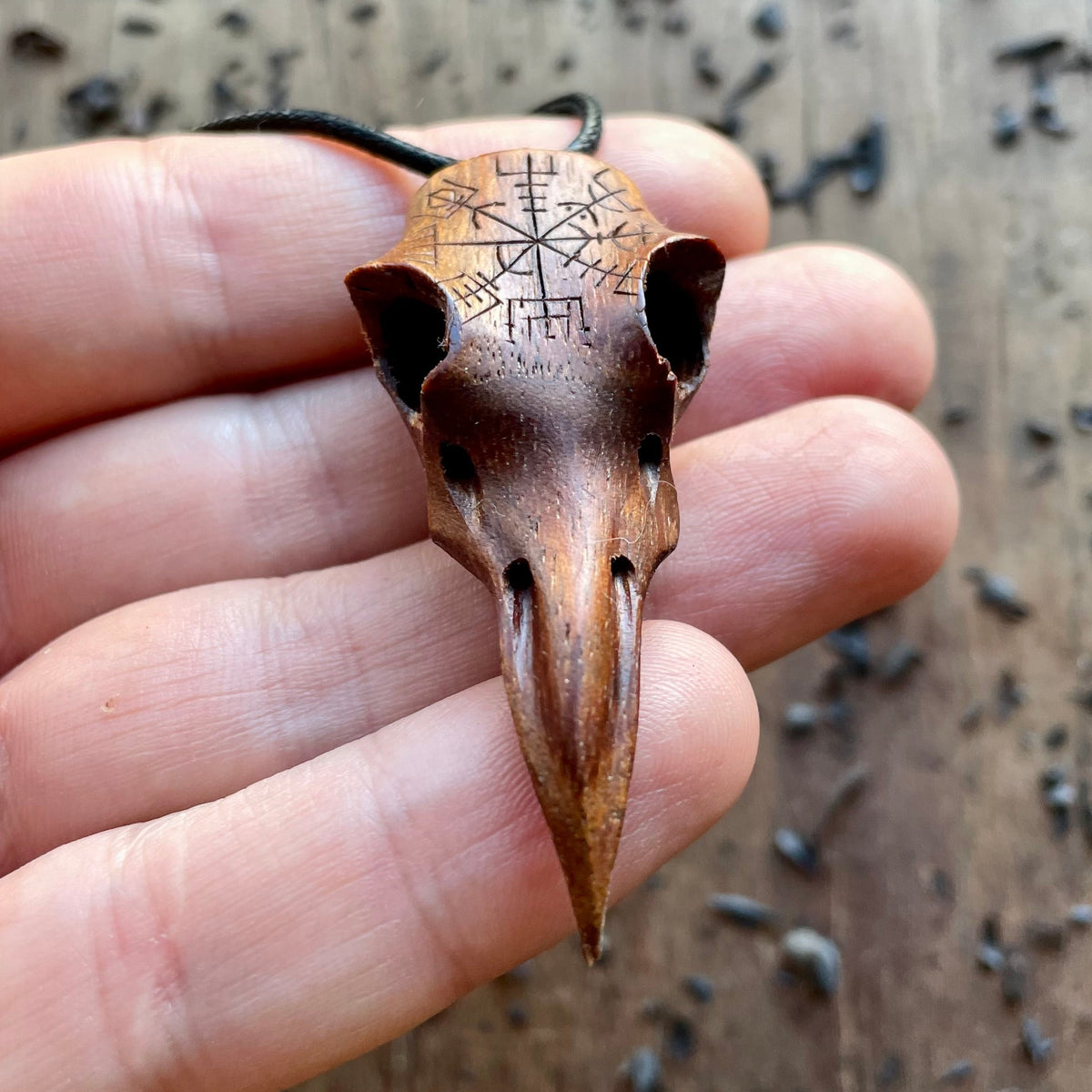 Raven Skull “Vegvísir” Pendant