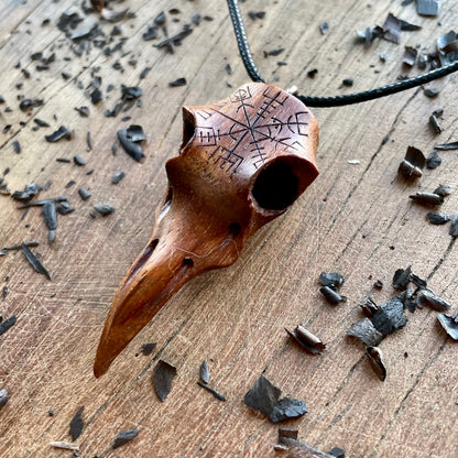 Raven Skull “Vegvísir” Pendant