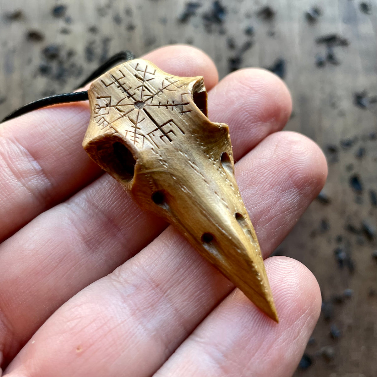 Raven Skull “Vegvísir” Pendant