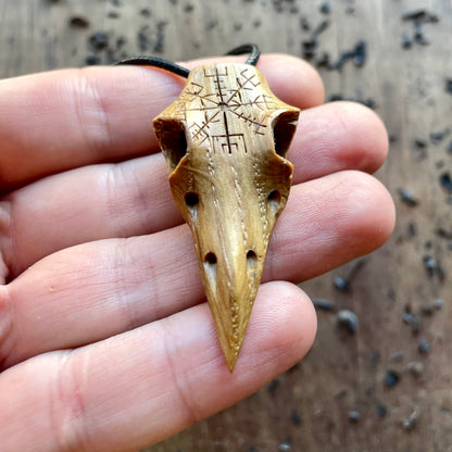Raven Skull “Vegvísir” Pendant