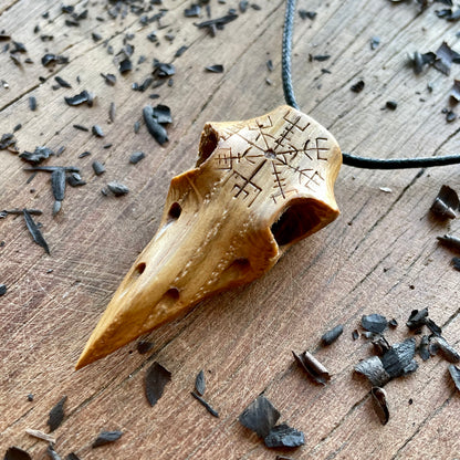 Raven Skull “Vegvísir” Pendant