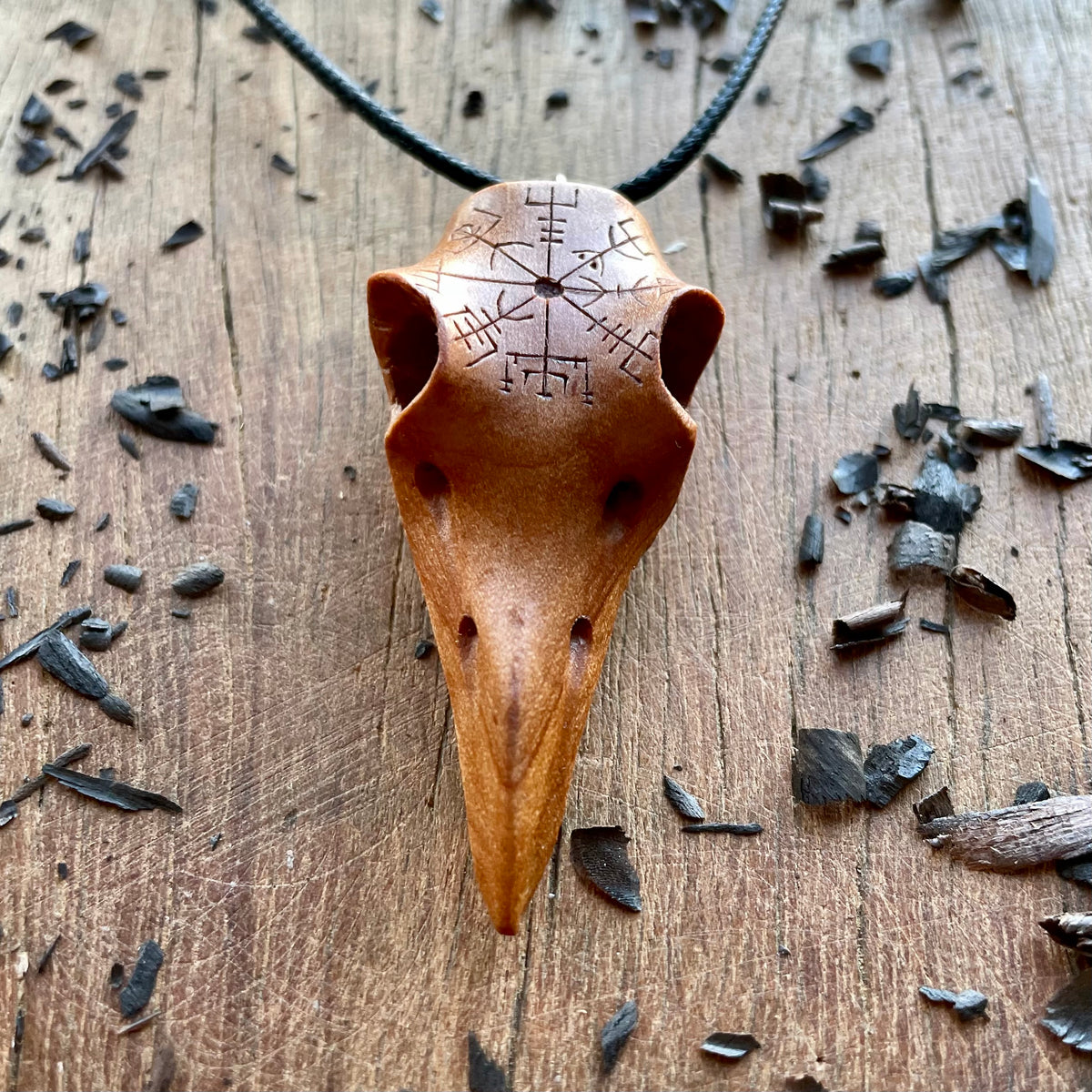 Raven Skull “Vegvísir” Pendant