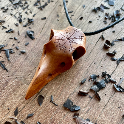 Raven Skull “Vegvísir” Pendant