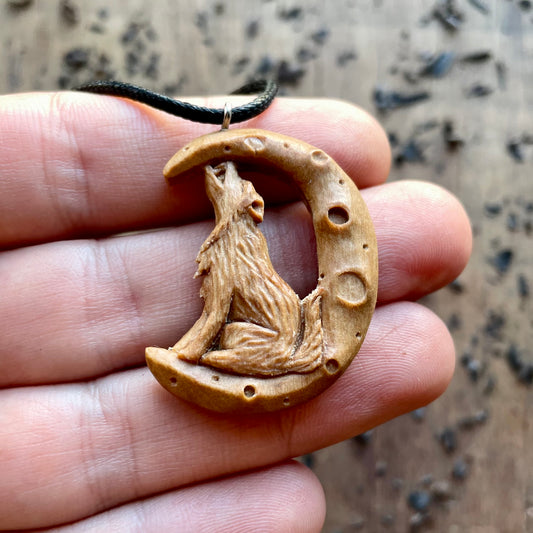 Wolf on the Moon Pendant