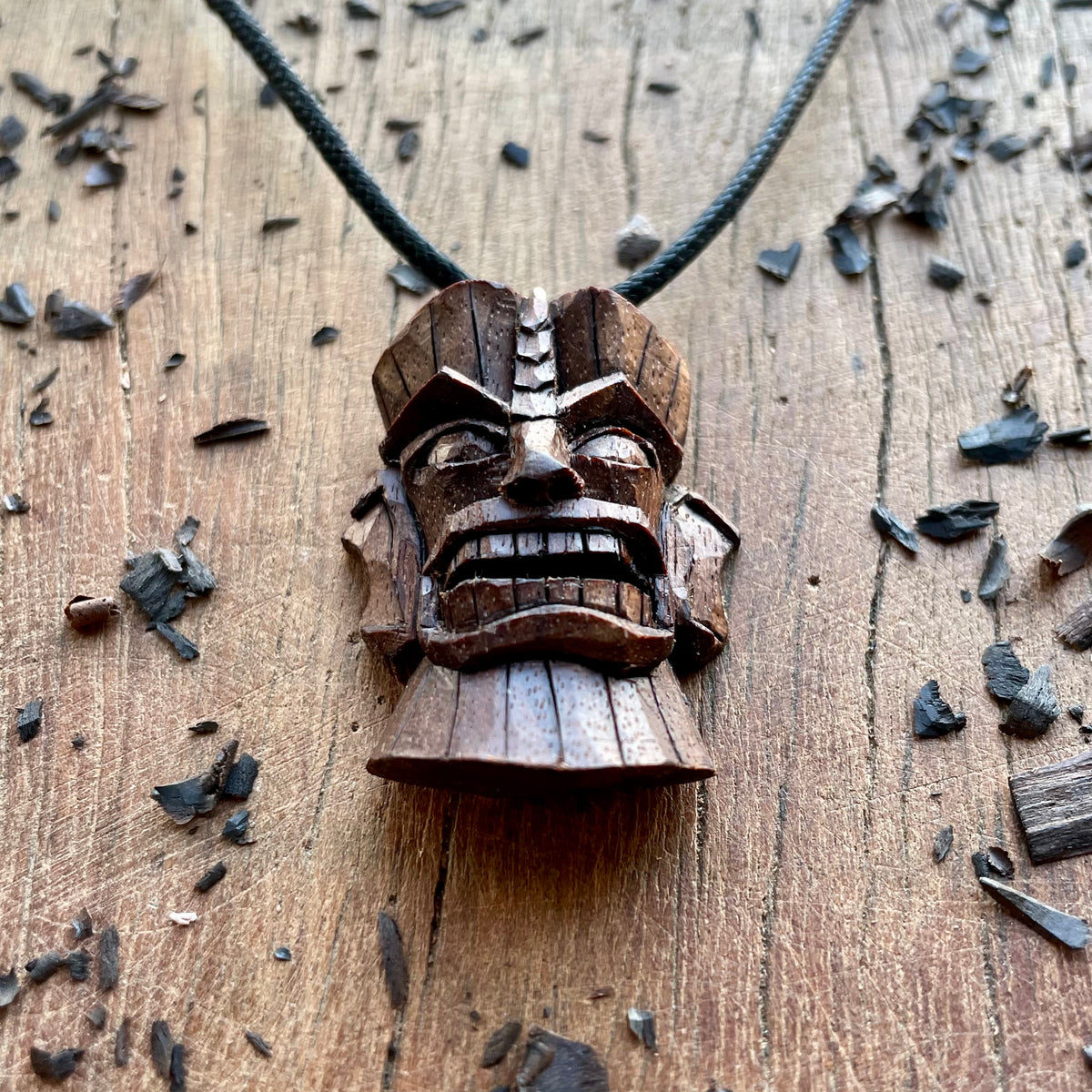 Tiki Mask Black Walnut Pendant