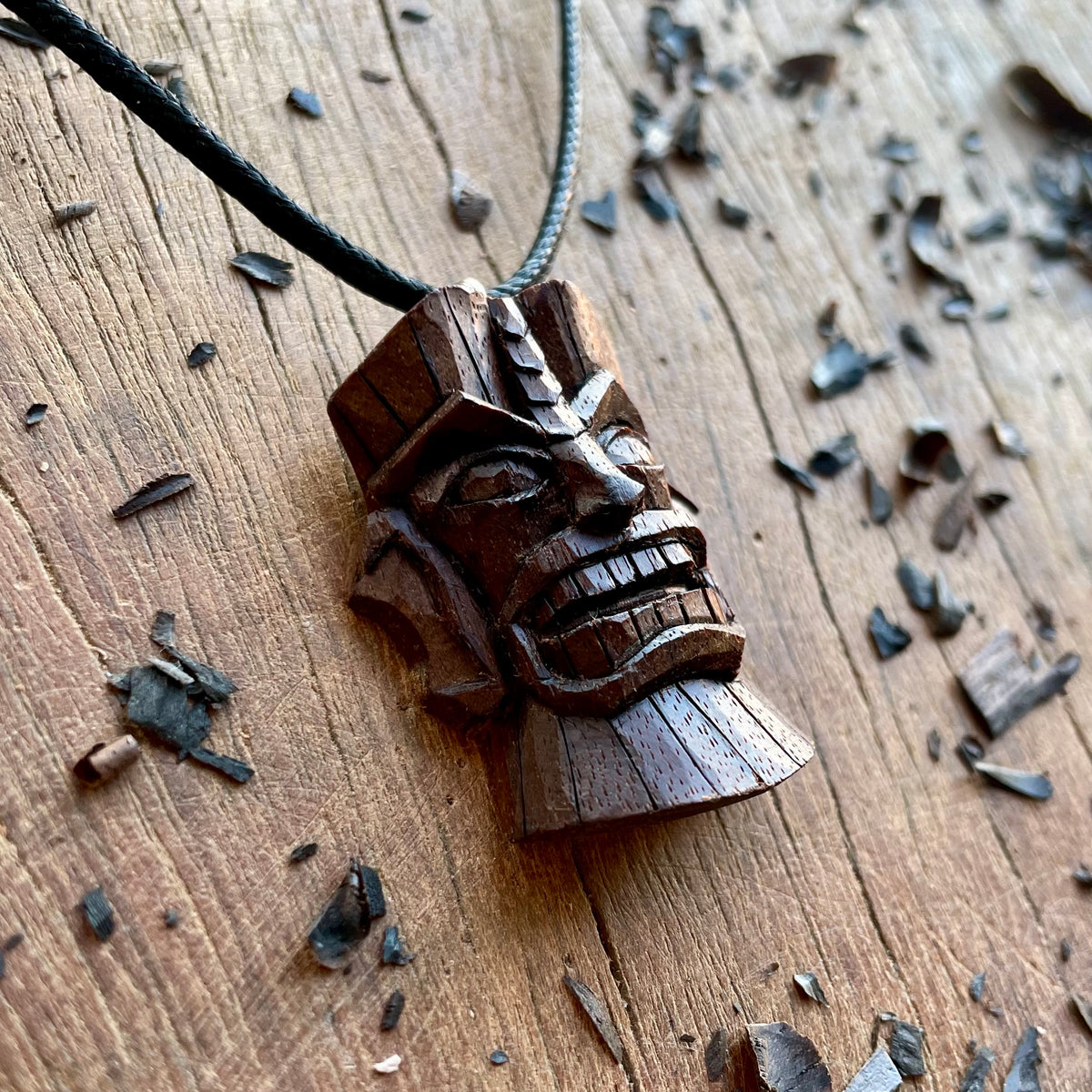 Tiki Mask Black Walnut Pendant