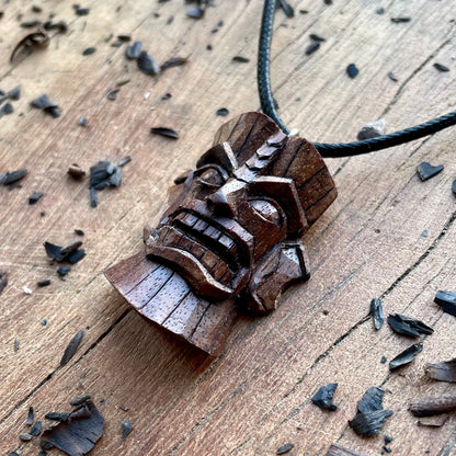 Tiki Mask Black Walnut Pendant