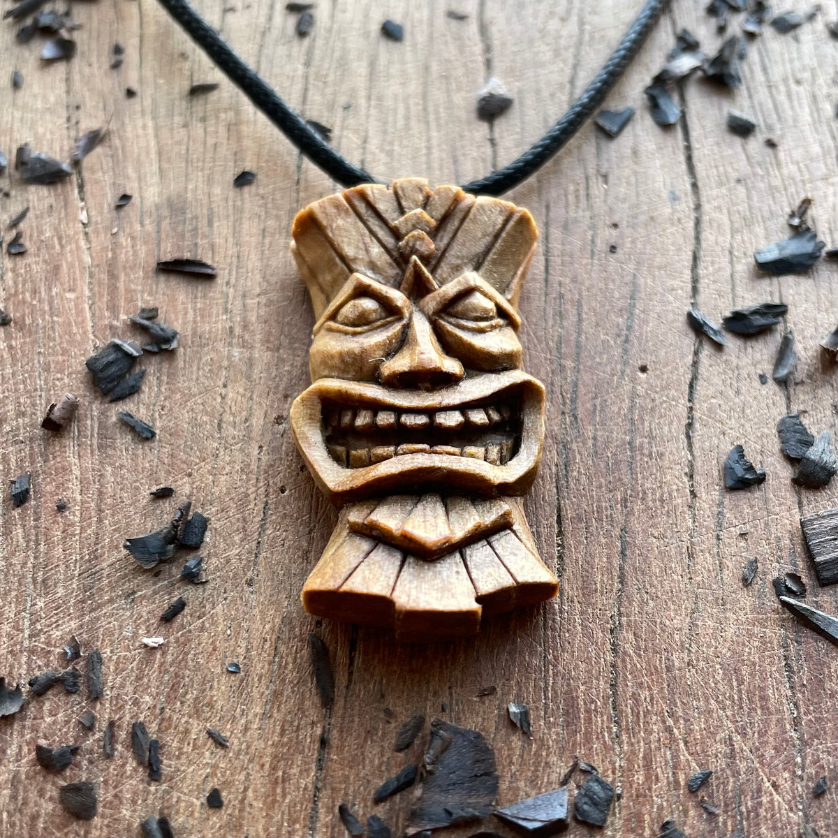 Tiki Mask Italian Walnut Wood Pendant
