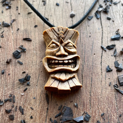 Tiki Mask Italian Walnut Wood Pendant