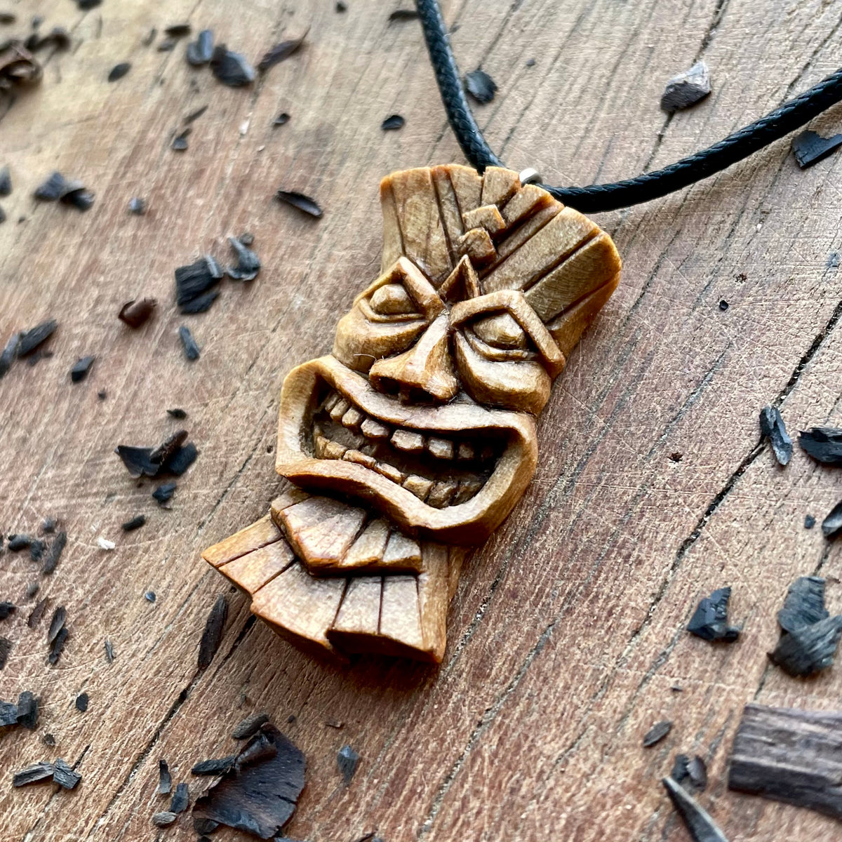 Tiki Mask Italian Walnut Wood Pendant