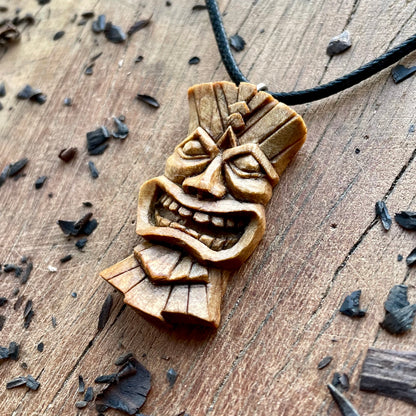 Tiki Mask Italian Walnut Wood Pendant