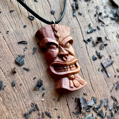 Tiki Plum Wood Pendant