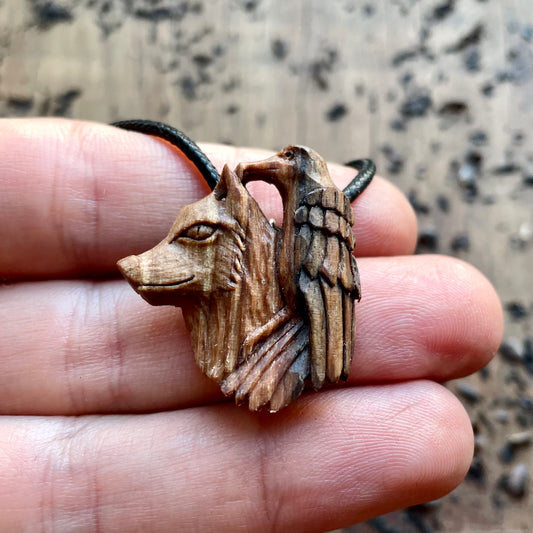 Wolf and Raven Pendant