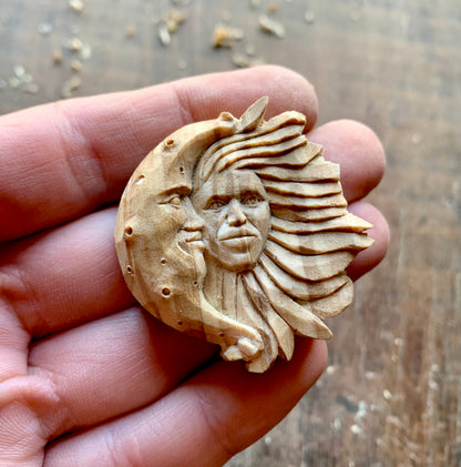 Sun And Moon Olive Wood Pendant