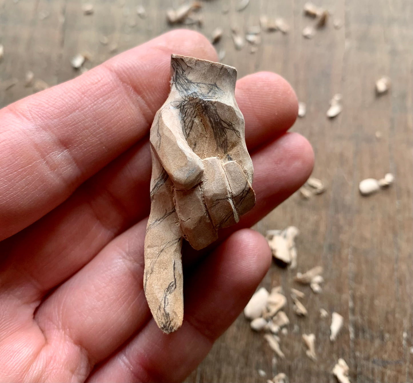 Hand With Branches Pear Wood Pendant