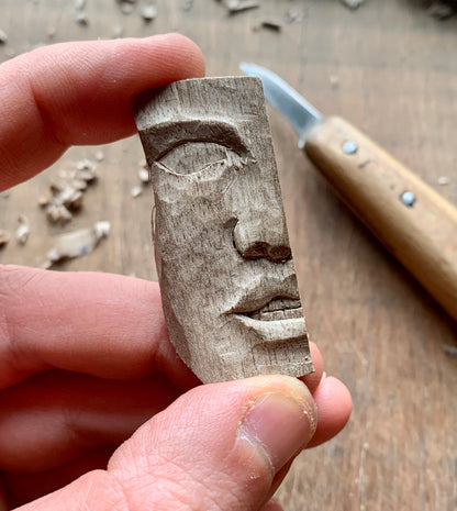 Half Face Walnut Wood Pendant