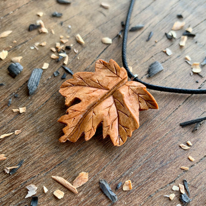 Maple Leaf Cherry Wood Pendant