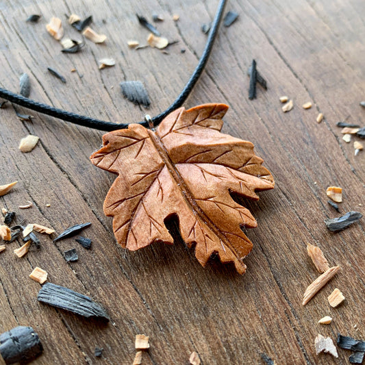 Maple Leaf Cherry Wood Pendant