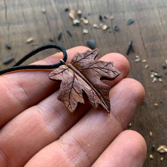 Maple’s Leaf Red Mahogany Wood Pendant