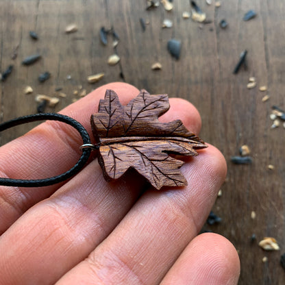 Maple’s Leaf Red Mahogany Wood Pendant