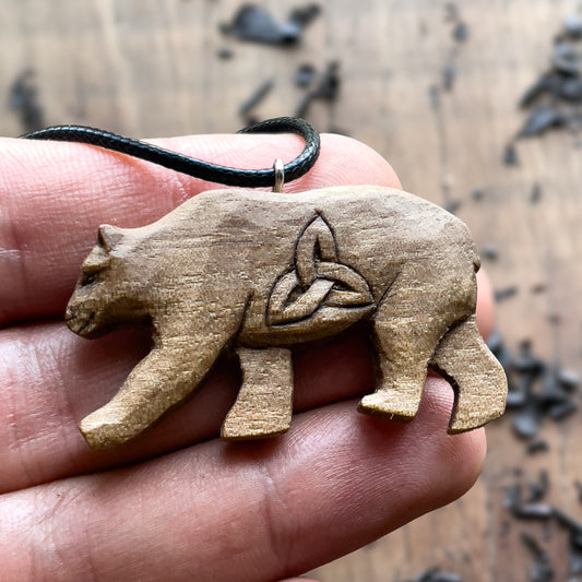 Bear Pendant – Minimal Style with Triquetra