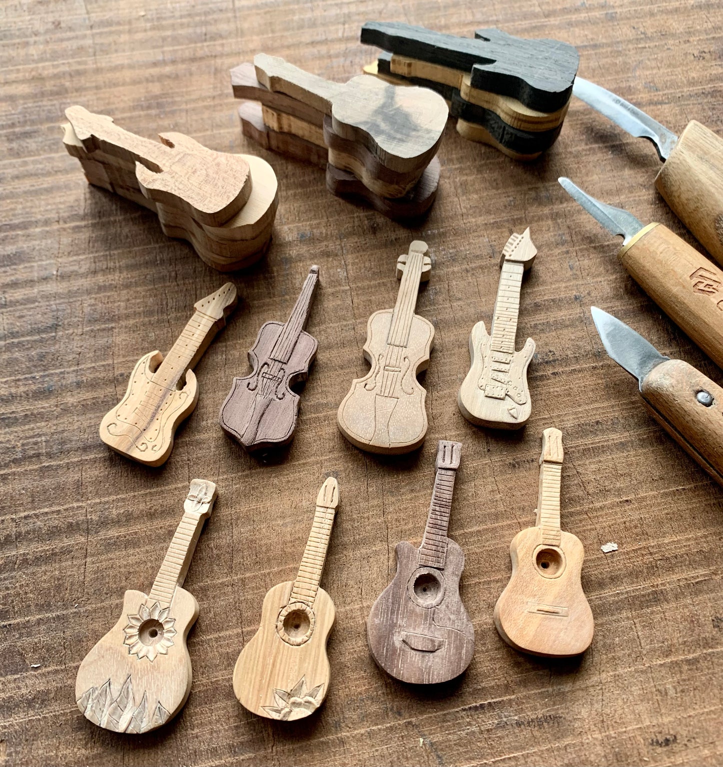 Acoustic Guitar Olive Wood Pendant