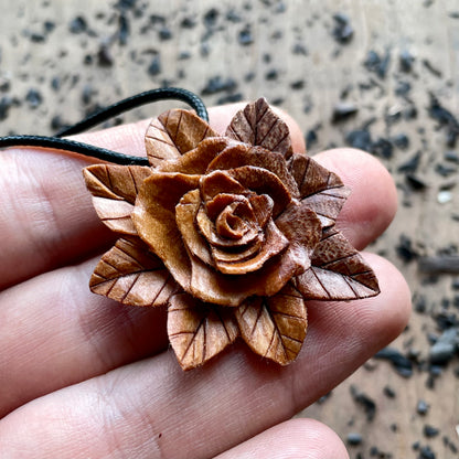 Rose Pendant in Apple Wood