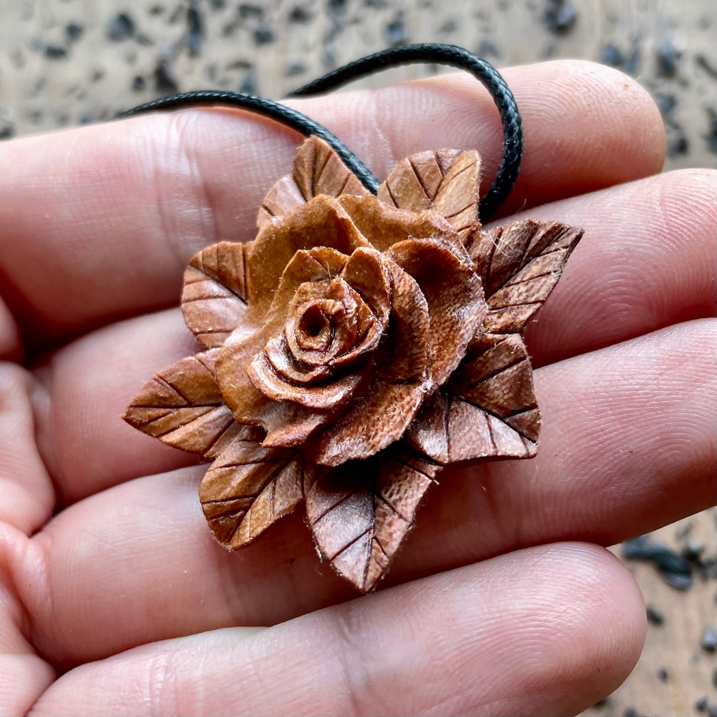 Rose Pendant in Apple Wood