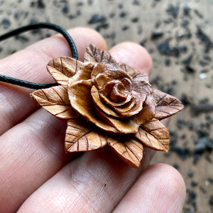 Rose Pendant in Apple Wood