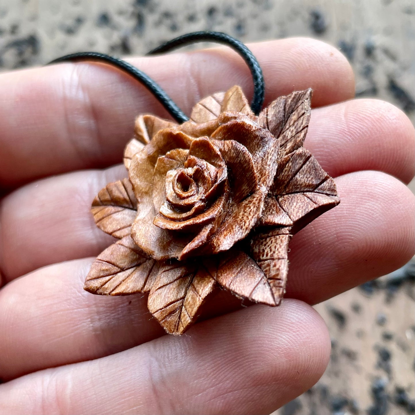 Rose Pendant in Apple Wood