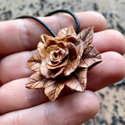 Rose Pendant in Apple Wood